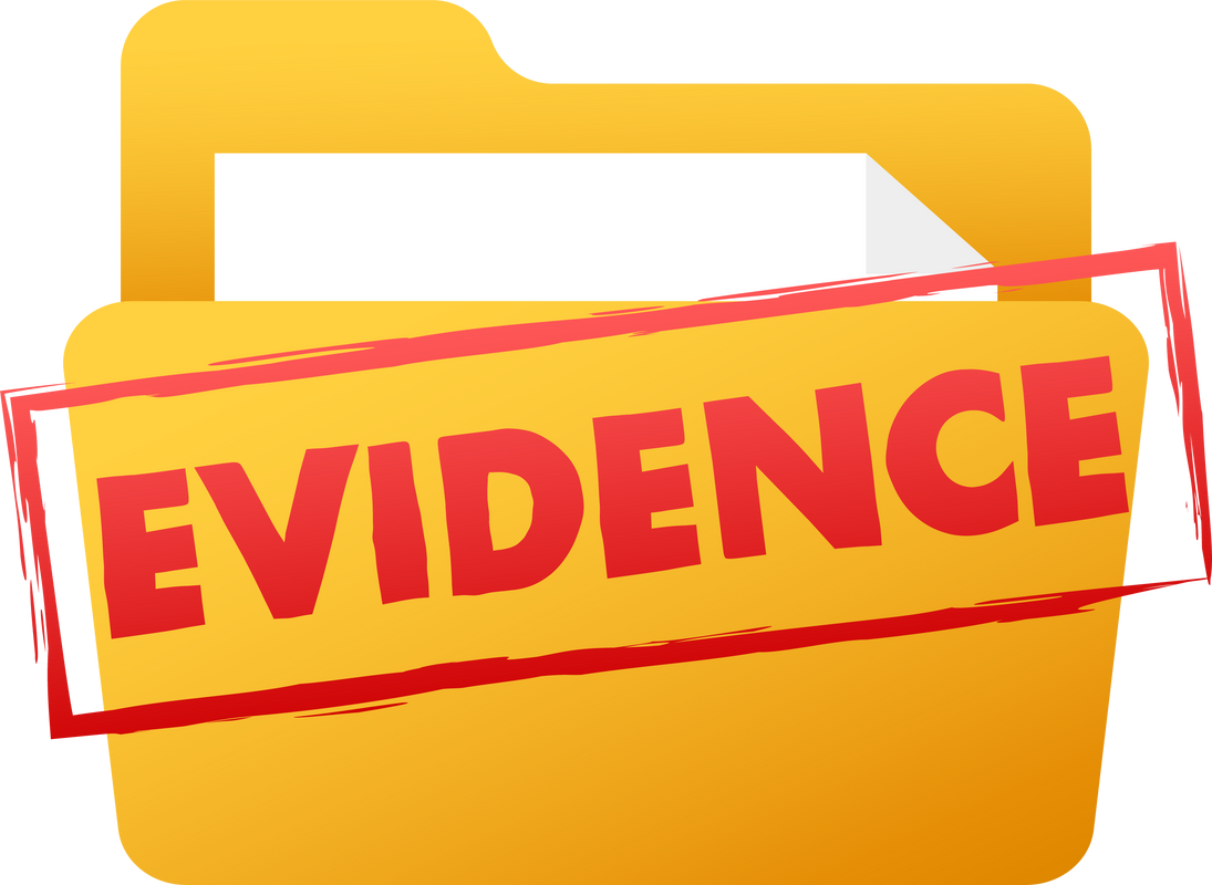 Evidence stamp on white background. Vector stock illustration.