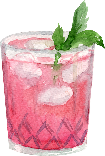 Watercolor raspberry mule drink