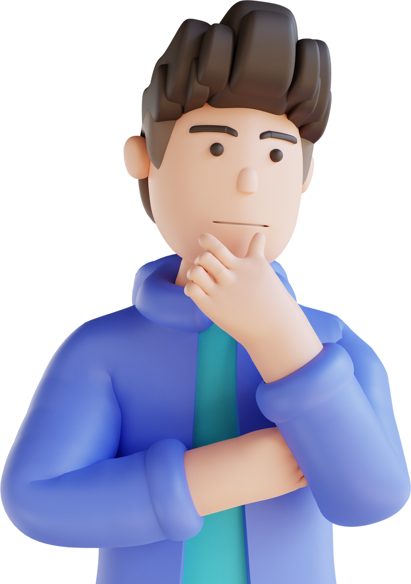 3D illustration of a thinking person