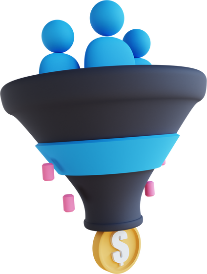 3D illustration sales funnel