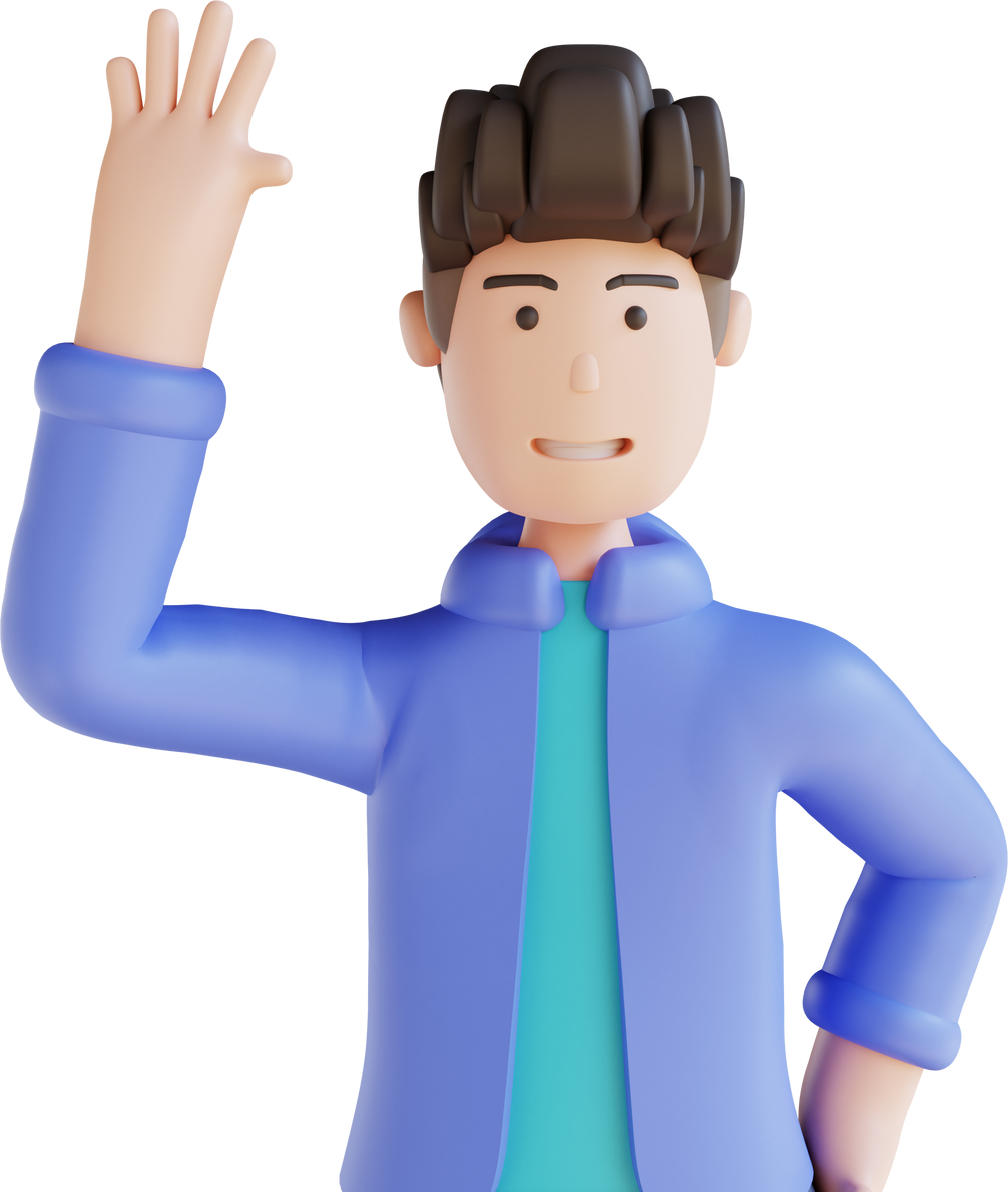3D illustration of people waving hand
