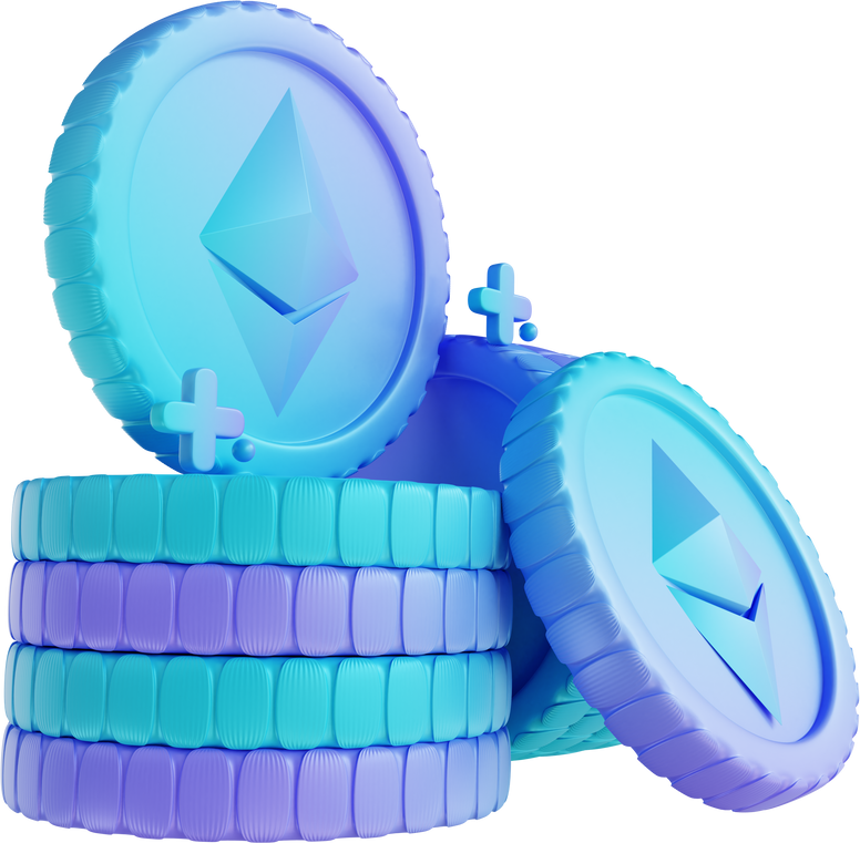 3D illustration coin Ethereum
